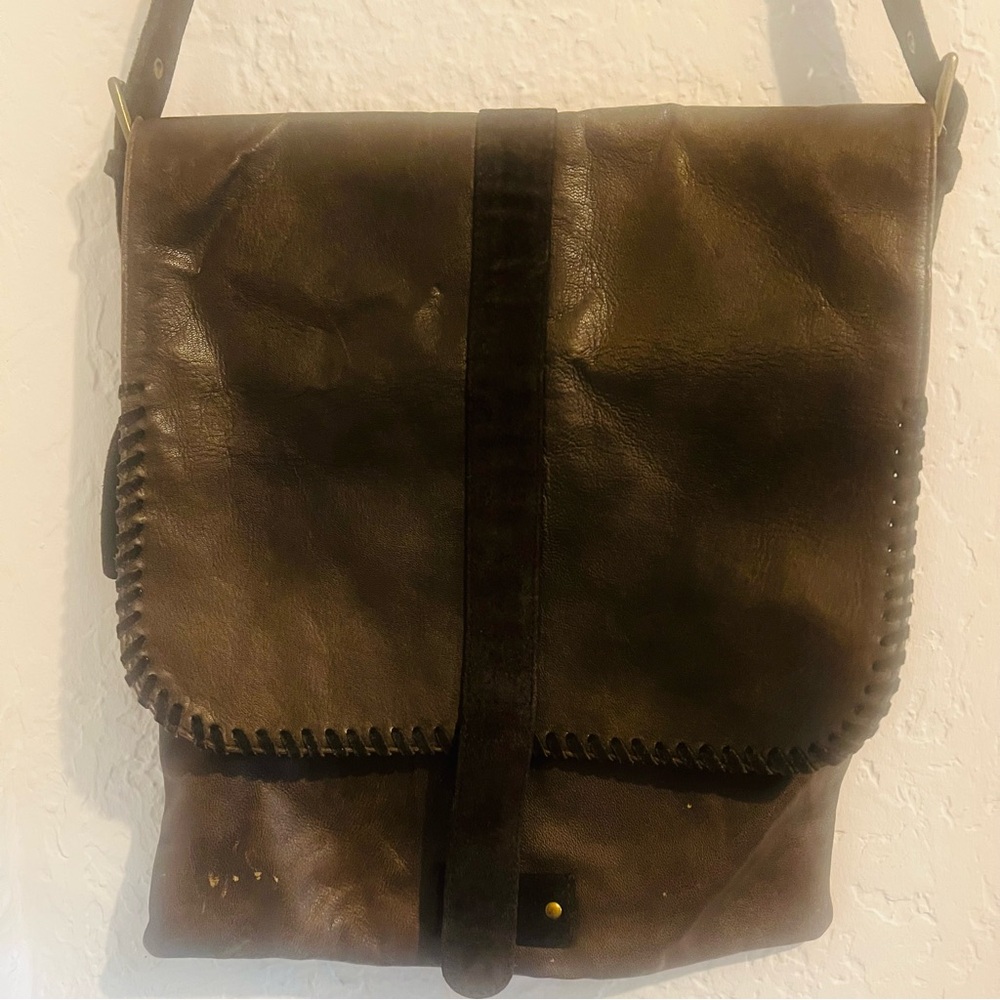 Mi Mo Satchel Leather and Suede